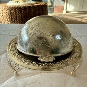Silver Plated Vintage Dome Caviar Container